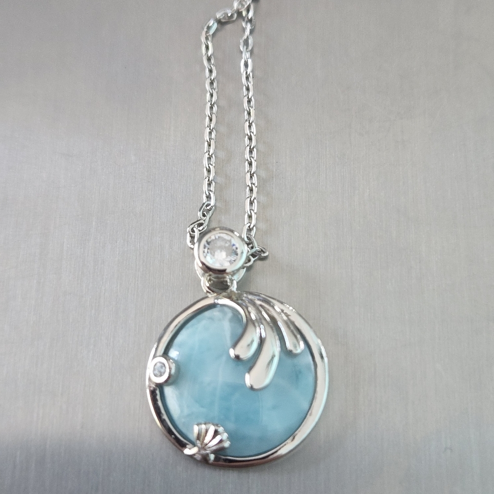 Vintage Style larimar necklace sterling silver